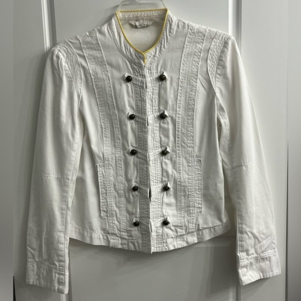 Garnet Hill 100% Cotton White Military Style Jacket size 4 Contemporary